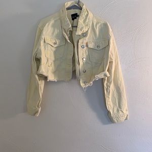 Zendaya Edit Cropped Contrast Stitch Denim Jacket